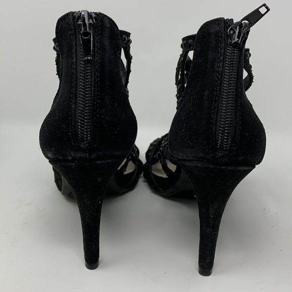 Fergalicious Strappy Black Jeweled open toe Heels - Picture 7 of 14